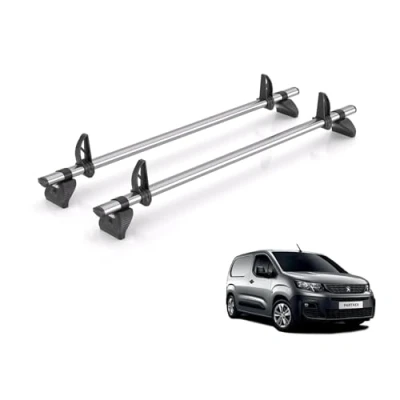 Image of Rhino Roof Rack for Peugeot Partner 2018+ [Only Fits Standard (L1) Wheelbase Models] 2 Bars + Loadstops GB2FL/KLS2