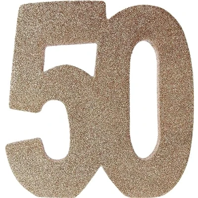 Image of Number 50 Glitter Table Decoration Rose Gold Centrepiece Decorations 50th Birthday Pack of 1 20cm H125