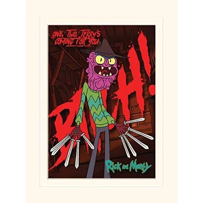 Image of Pyramid International Rick and Morty (Scary Terry) Mounted Print Memorabilia, Paper, Multi Colour, 30 x 40 1.3 cm