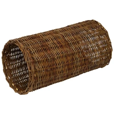 Image of Woodside Bunny Rabbit/Guinea Pig Wicker Tunnel, Wooden Pet Shelter for Small Animals