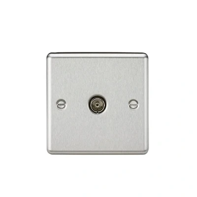 Image of KnightsBridge TV Outlet (non isolated) Rounded Edge Brushed Chrome