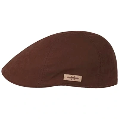 Image of Stetson Texas Waxed Cotton WR Flat Cap Men Ivy hat with Peak, Lining, Lining Winter Autumn M (56 57 cm) Brown