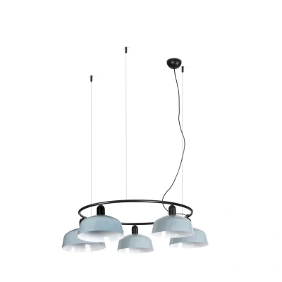 Image of Tatawin Medium Pendant Ceiling Light Black, Gloss Grayish Blue 5x E27
