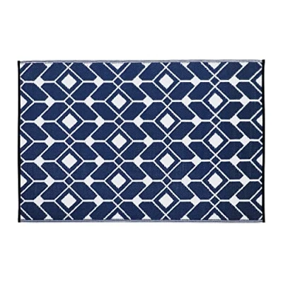 Image of JVL Lightweight Reversible Plastic Woven Outdoor Rug, 120x180cm, Cube