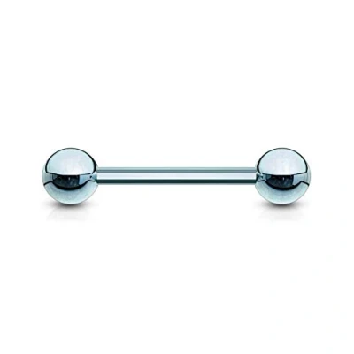 Image of The Goldmine UK 14GA (1.6mm) 1/2&quot;(12mm) Bar 5mm Balls, Light Blue Coloured Titanium IP over 316L Surgical Stainless Steel Barbell short Tongue or Nipple Piercing free delivery