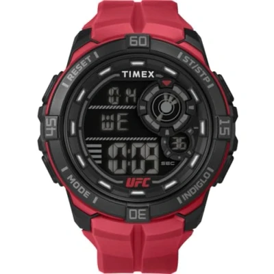 Image of Timex Men&#039;s UFC Rush 52mm Watch, Red Strap Digital Dial Black Case