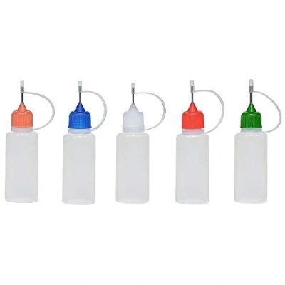 Image of 5 x 10ml Needle Tip Bottle Squeezable Liquid Dropper E (Multi Coloured)