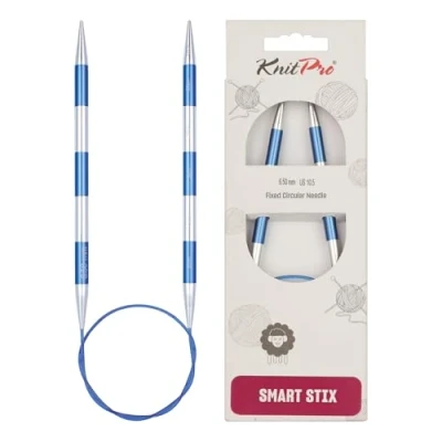 Image of KnitPro Knitting Pins: Circular, Metal Nylon, Blue, 6.5mm
