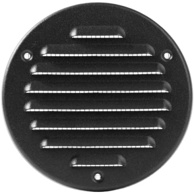 Image of Vent Systems 100 mm / 3.94&quot; Inch Black Metal Cover Round Soffit Air Louver Grille Built in Insect Screen HVAC Vents for Bathroom, Home Office, Kitchen