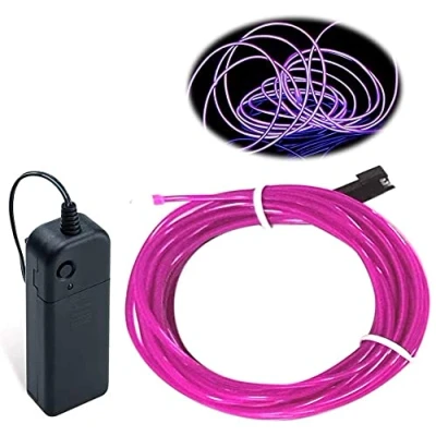 Image of Balabaxer EL Wire, 9.8ft/3M Neon Lights Noise Reduction Portable Glowing Strobing Electroluminescent Wire for Parties, Halloween, DIY Decoration (Purple, 9.8ft)