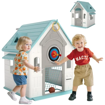 Image of AIYAPLAY Playhouse for Kids Outdoor Indoor, 5 in 1 Garden House, Beige