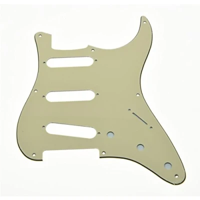 Image of KAISH 8 Hole American Vintage Style Strat SSS Pickguard ST Guitar Pick Guard Scratch Plate for Strat/Stratocaster Aged White 3 Ply