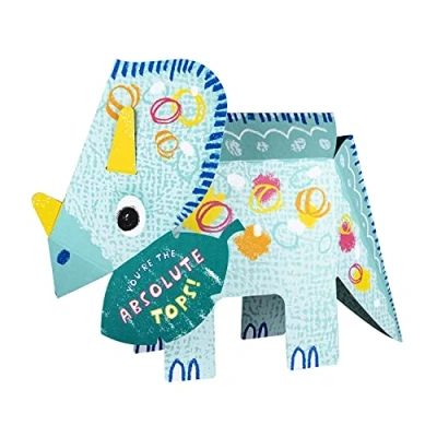 Image of Hallmark Fathers Day Card, Pop Up 3D Dinosaur, Triceratops, Cute, From Daughter, Son, Blue