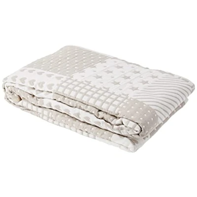 Image of VIALMAN Bedspread Sofia 21 Single Bed Stars Quilt Coverlet Colour Beige Size 180 x 270 cm &amp; Sofa Throw
