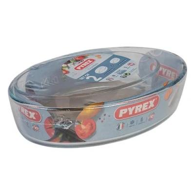 Image of Pyrex Essentials 2 Piece Roaster Set Oval 26x18cm and 21x13cm