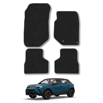 Image of Car Mats Compatible with Vauxhall Mokka (2020 ) Tailored Fit Grey Carpet Floor Set Accessory Custom 4 Pieces Anti Slip Backing &amp; Binding Trim Edge