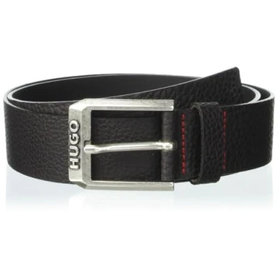 Image of HUGO mens Gelio Grain Leather Casual BeltBelt, Brown, 32