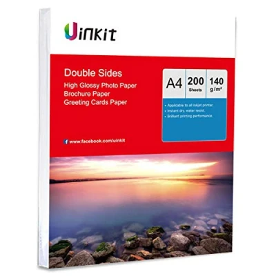 Image of A4 Double Sided High Glossy Inkjet Paper 200sheets Uinkit 140Gsm Photo for Printing Only
