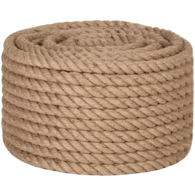 Image of vidaXL Natural Jute Rope 20mm Thick, 50m Length, 100% Jute, Versatile &amp; Durable, Ideal for Household and Industrial Applications
