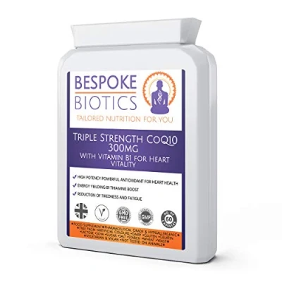 Image of Co Enzyme Q10 300mg Triple Strength CoQ10 Enhanced &amp; Vitamin B1 for Heart Headache Energy 100% Natural UK Made 60 Caps