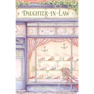 Image of Carte Blanche Daughter in Law Birthday Card Boutique Shoe Shop Embossed with Foil Details Eco Friendly