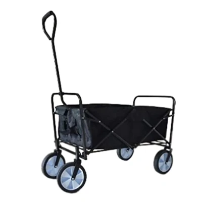 Image of Trendi® Folding Wagon, Multi Purpose Utility Cart Collapsible, Height Adjustable &amp; Foldable Handcart for Shopping, Gardening, Outdoor, Camping, Fishing, Beach Trolley on Wheels (Black)