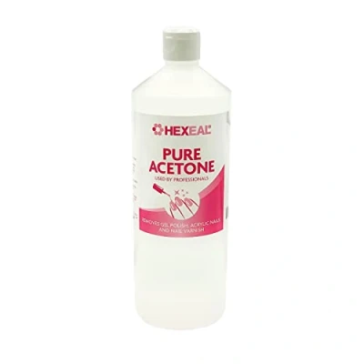 Image of Hexeal Acetone 1L Flip Cap Bottle of 99.5% for Professional Gel Polish, Nail Polish &amp; Acrylic Soak Off Removal