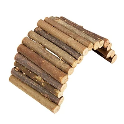Image of Sheens Wooden Ladder Hamster Chew Bridge Toy, Reptile Hiding House Fence Climbing Small Animal Lizard Tortoise Hedgehog Toy(M)