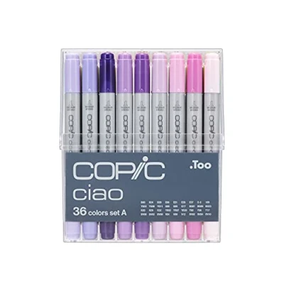 Image of Copic Ciao Coloured Marker Pen Set of 36 A, For Art &amp; Crafts, Colouring, Graphics, Highlighter, Design, Anime, Professional Beginners, Supplies Colouring Books