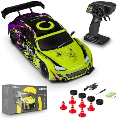 Image of Overmax X Drifty Pro RC Drift Car for Kids &amp; Adults 1:16 Scale 4WD High Speed 20 km/h with Dual Batteries, Customizable Decals, LED Lights, Race Tires, Durable Design, Ready to Run