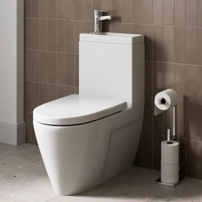 Image of Affine® 2 in 1 Toilet Basin Combo Combined WC &amp; Wash Sink Space Saving Bathroom Cloakroom Unit Tap Waste Included
