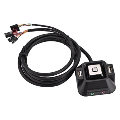 Image of Desktop PC Power Button, Computer Case with USB 2.0 Dual Switching Ports, Reset Button Audio and Microphone Interface