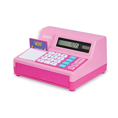 Image of Learning Resources Pretend &amp; Play Calculator Cash Register Pink Toy for Kids, Till, Ages 3+ (Amazon Exclusive)