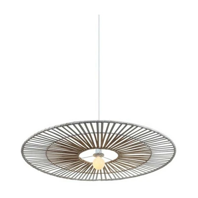 Image of Pehcevo Wire Ceiling Pendant Light Bamboo Metal 1x E27 White