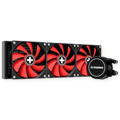 Image of Xilence LQ360 AMD and Intel AiO 360 mm Water Cooling, 3 x 120 PWM Fans, 400 W TDP, Red/Black