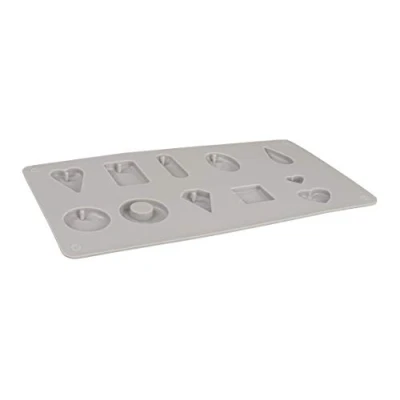 Image of Rayher 36109000 Silicone Casting Mould for Jewellery Making, Tray with 11 Different Pendant Shapes Concrete, Plaster of Paris, Resin, Wax and Soap, 14.5 x 26 x1 cm, Grey