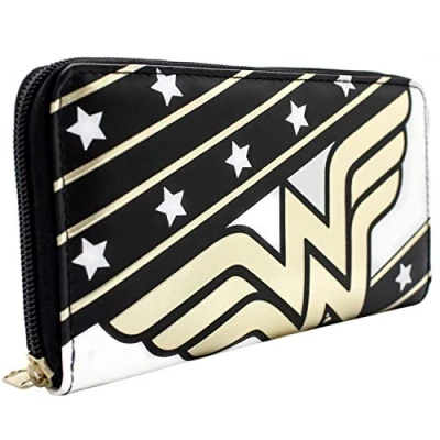 Image of Wonder Woman Donna Troy Stars &amp; Stripes Suit Purse Clutch Coin Pocket Card Holder, Black