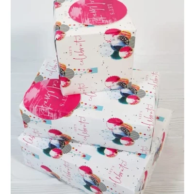 Image of Wrapping Paper 12373A&quot;Party Balloons&quot; Gift Wrap Pack with 2 Sheets &amp; Tags, Plastic Free FULLY RECYCLABLE, multicoloured