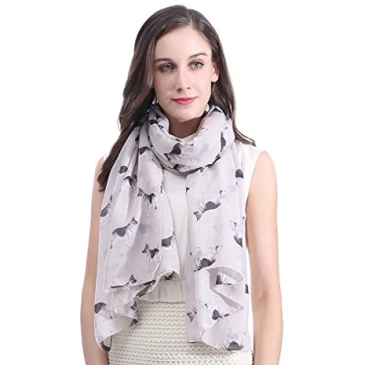 Image of Lina &amp; Lily German Shepherd Dog Print Women&#039;s Scarf Shawl Wrap Lightweight (Beige)