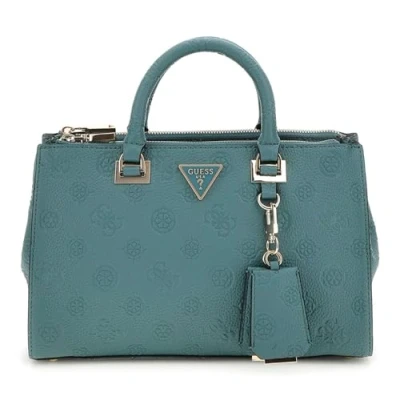 Image of Guess Cresidia Status Satchel Handbag, Women&#039;s, Size: One Size, Teal