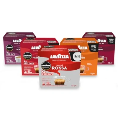 Image of Lavazza, 5 Variety Pack, A Modo Mio, Coffee Capsules, Compostable, packs of 16 Pods (80 Capsules)