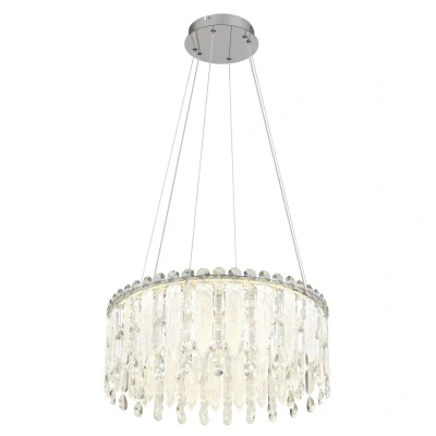 Image of Klunka 59.5cm Pendant Ceiling Light Chrome K5 Crystals LED Dimmable 2700 6000K Remote Control