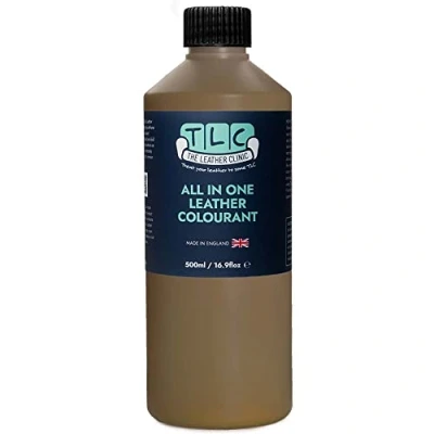 Image of The Leather Clinic All in One Colourant Self Seal Dye Repair Paint Recolour Furniture, Sofas, Car Seats (Camel, 1000ml)
