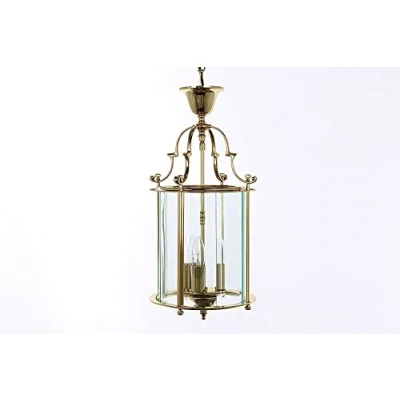 Image of Colchester 9&quot; Glass 3 Light Polished Brass Lanterns Pendant Ceiling