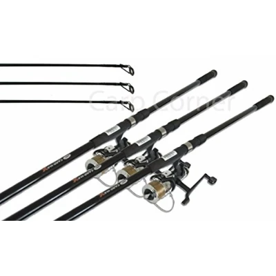 Image of ngt Carp Fishing Setup 3x 12ft 2 Piece Rods 2.75lb &amp; Baitrunner Reels Pre loaded With Line