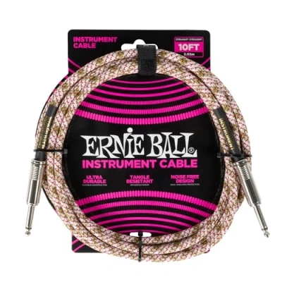 Image of Ernie Ball Braided Instrument Cable Straight/Straight 10ft Emerald Argyle