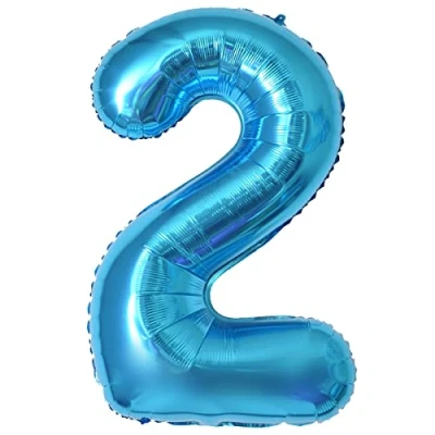 Image of Number Balloons 2,Blue 2 Balloon 40 Inch Giant Helium Foil for Boys Girls Party Decor Birthday Anniversary Graduation Decorations Supplies