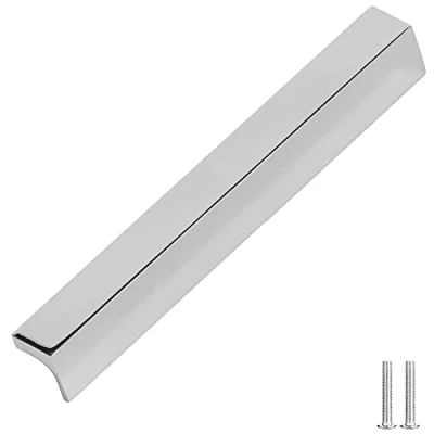 Image of Decoranddecor Contemporary Pull Handles Solid Metal for Cabinets (160mm Between Hole Centres, Polished Chrome)