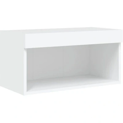 Image of vidaXL White TV Cabinet: Modern Wall Mounted Entertainment Center with LED Lights and Ample Storage For Living Room
