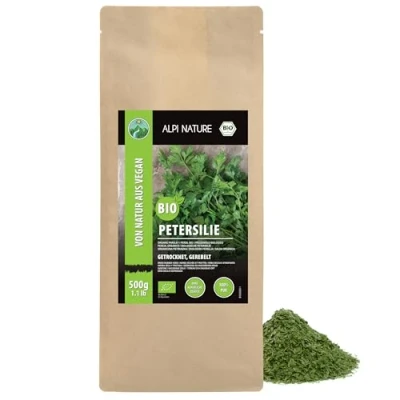 Image of Dried organic parsley (500g, 1.1lb), rubbed parsley, from certified farming, laboratory tested, 100% pure and natural